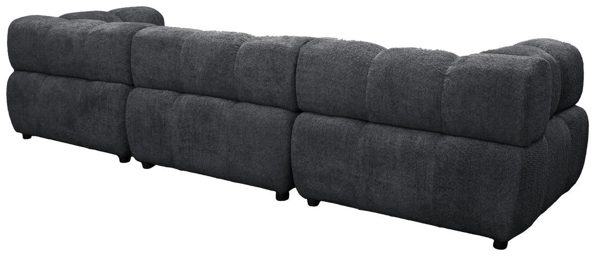 ECKSOFA ZAK Dunkelgrau Bouclé  - Dunkelgrau/Schwarz, Design, Kunststoff/Textil (280/186cm) - MID.YOU