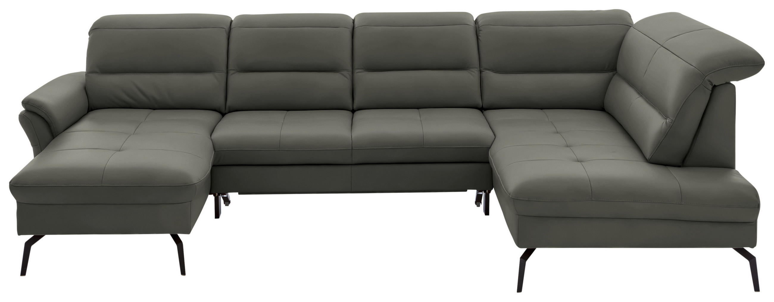 WOHNLANDSCHAFT in Echtleder Grau  - Schwarz/Grau, Design, Leder/Metall (181/336/206cm) - Beldomo Speed