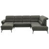 WOHNLANDSCHAFT in Echtleder Grau  - Schwarz/Grau, Design, Leder/Metall (181/336/206cm) - Beldomo Speed