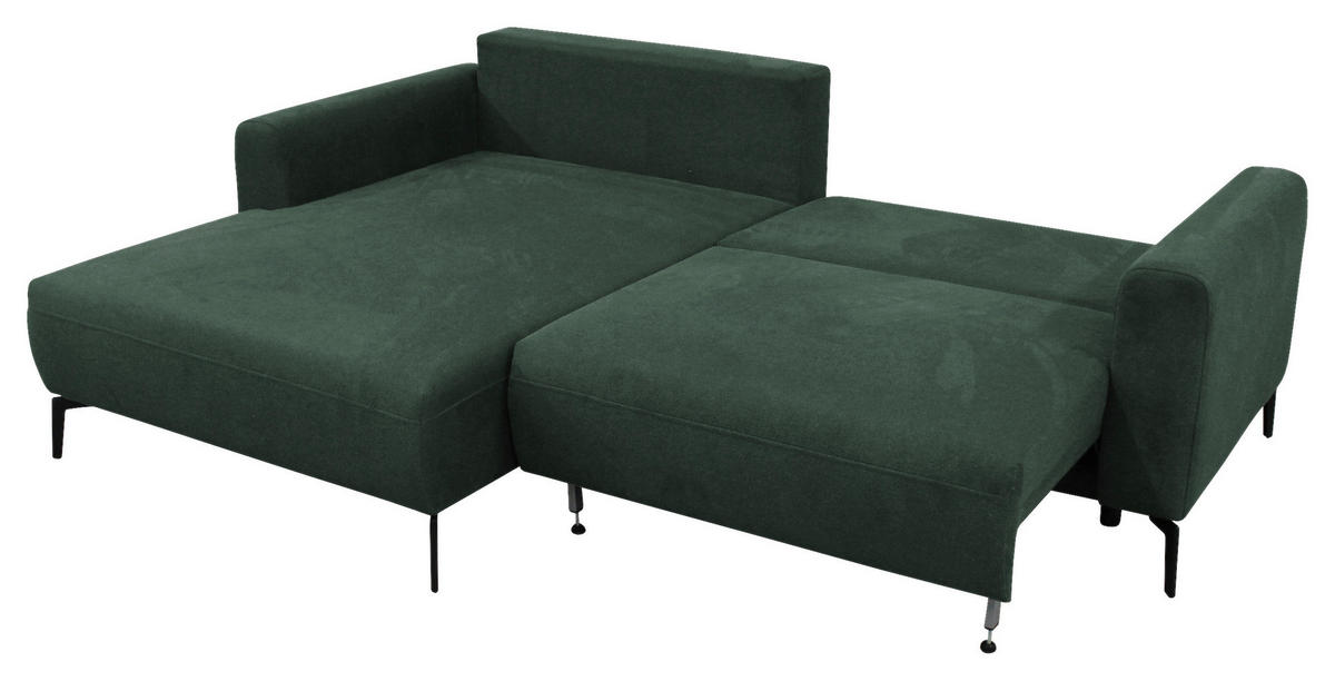 ECKSOFA in Flachgewebe Dunkelgrün  163/240 cm  - Dunkelgrün/Schwarz, Design, Textil/Metall (163/240cm) - MID.YOU