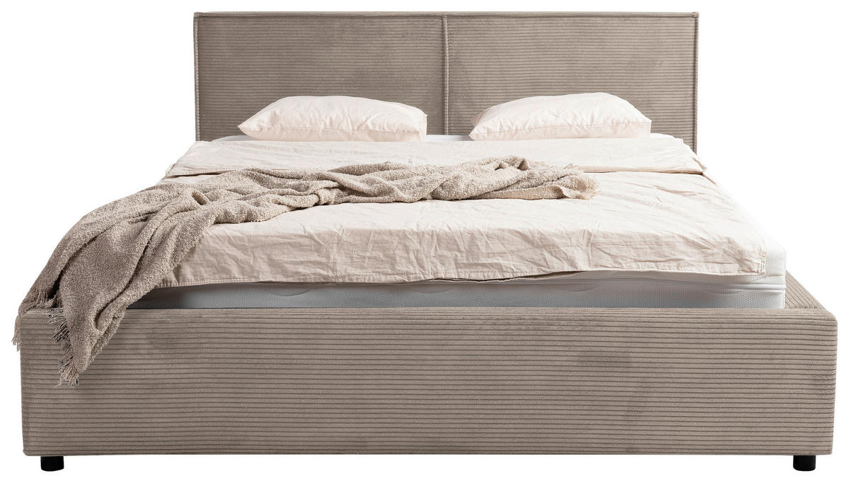 POLSTERBETT 180/200 cm  in Hellbraun  - Hellbraun/Schwarz, Modern, Holz/Holzwerkstoff (180/200cm) - MID.YOU