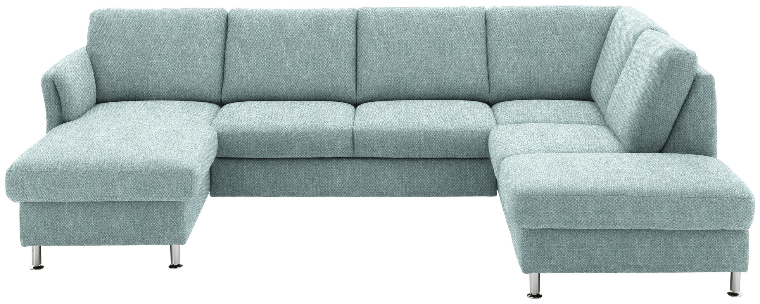 WOHNLANDSCHAFT in Flachgewebe Hellblau  - Chromfarben/Hellblau, KONVENTIONELL, Textil/Metall (168/305/200cm) - Voleo