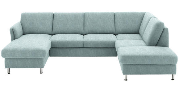 WOHNLANDSCHAFT in Flachgewebe Hellblau - Chromfarben/Hellblau, KONVENTIONELL, Textil/Metall (168/305/200cm) - Voleo