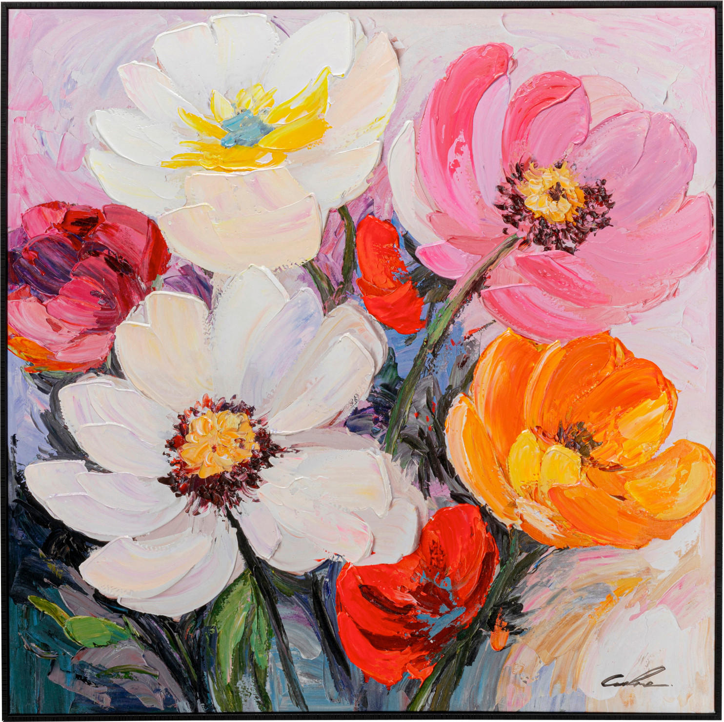 BILD Blumen  - Blau/Gelb, Design, Holz/Papier (80/80cm) - Kare-Design