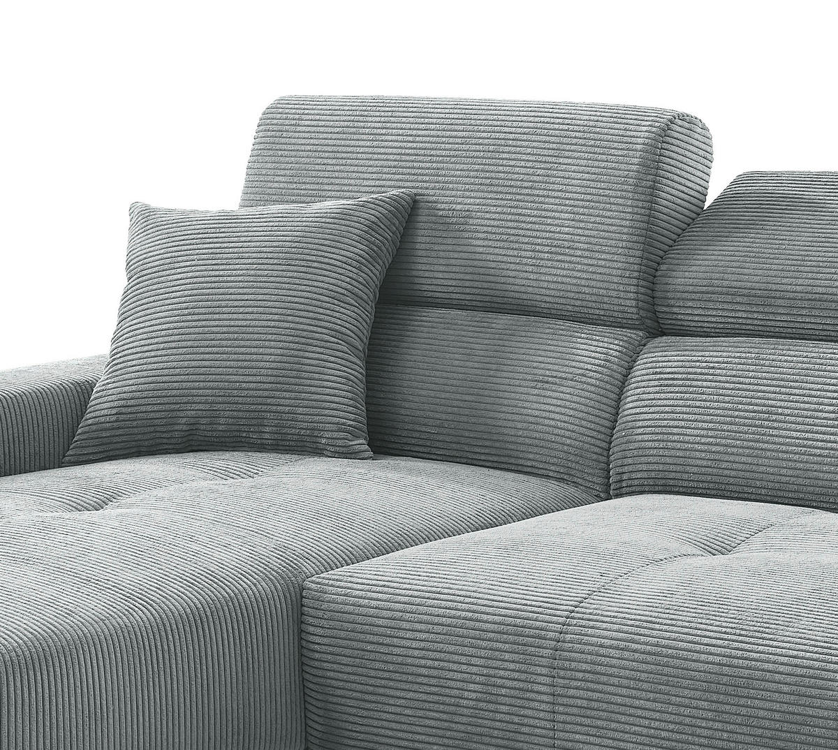 ECKSOFA Cord Hellblau  - Schwarz/Hellblau, Basics, Textil/Metall (183/250cm) - Livetastic