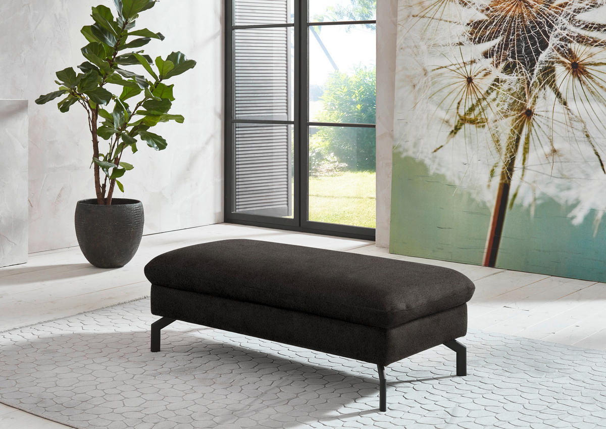 ECKSOFA in Velours Dunkelbraun  - Dunkelbraun/Schwarz, Design, Textil/Metall (179/306cm) - Beldomo System