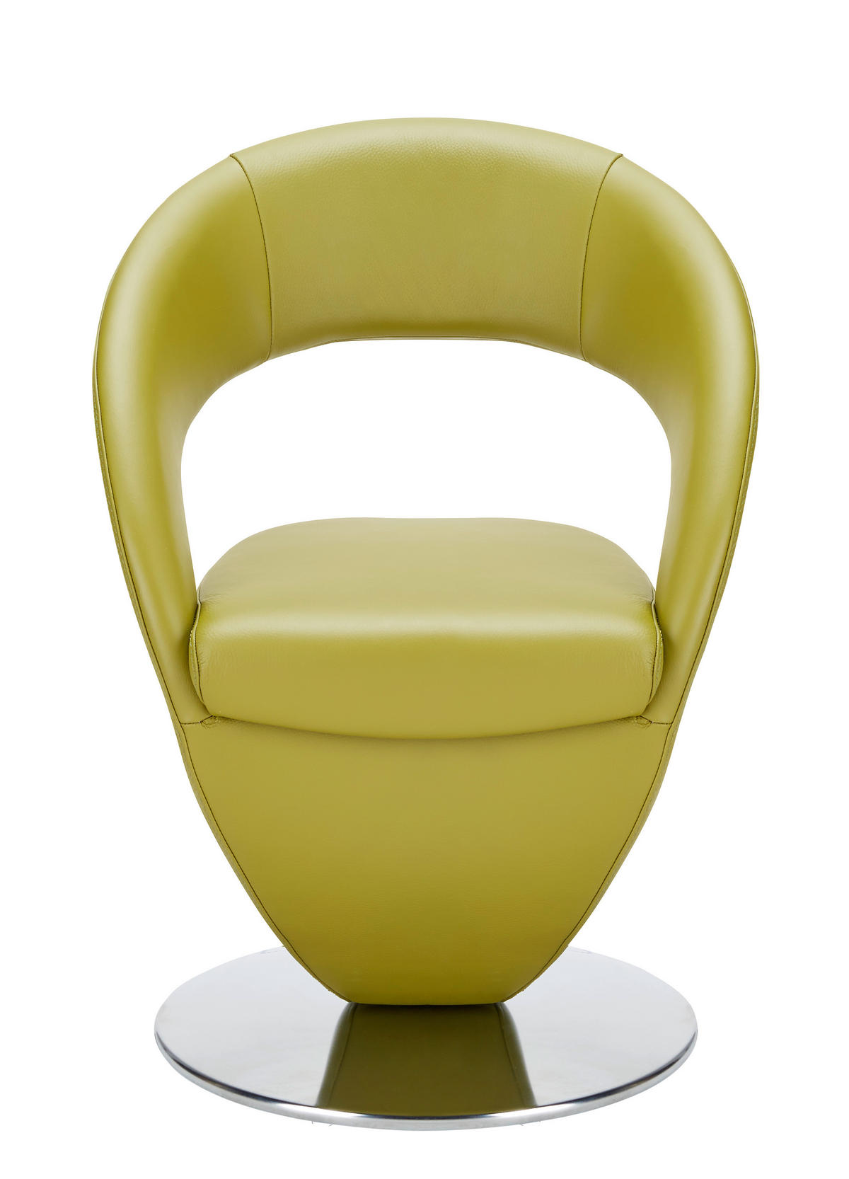 STUHL  in Echtleder pigmentiert Leder  - Edelstahlfarben/Grün, Design, Leder/Metall (62/86/61cm) - Moderano