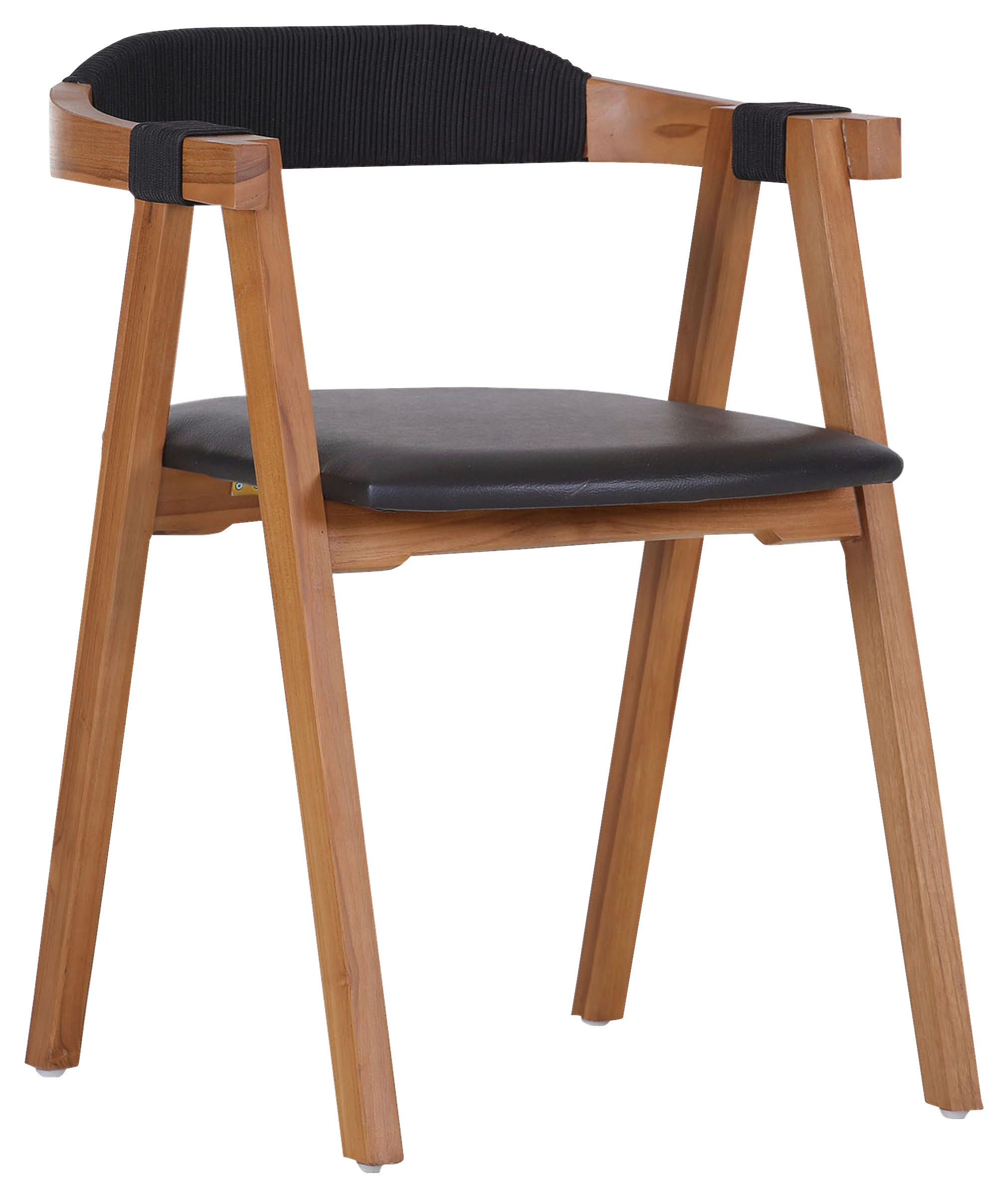 ARMLEHNSTUHL Schwarz Recyclingholz, Teakholz massiv - Schwarz, Trend, Holz/Textil (55/77/55cm) - Livetastic