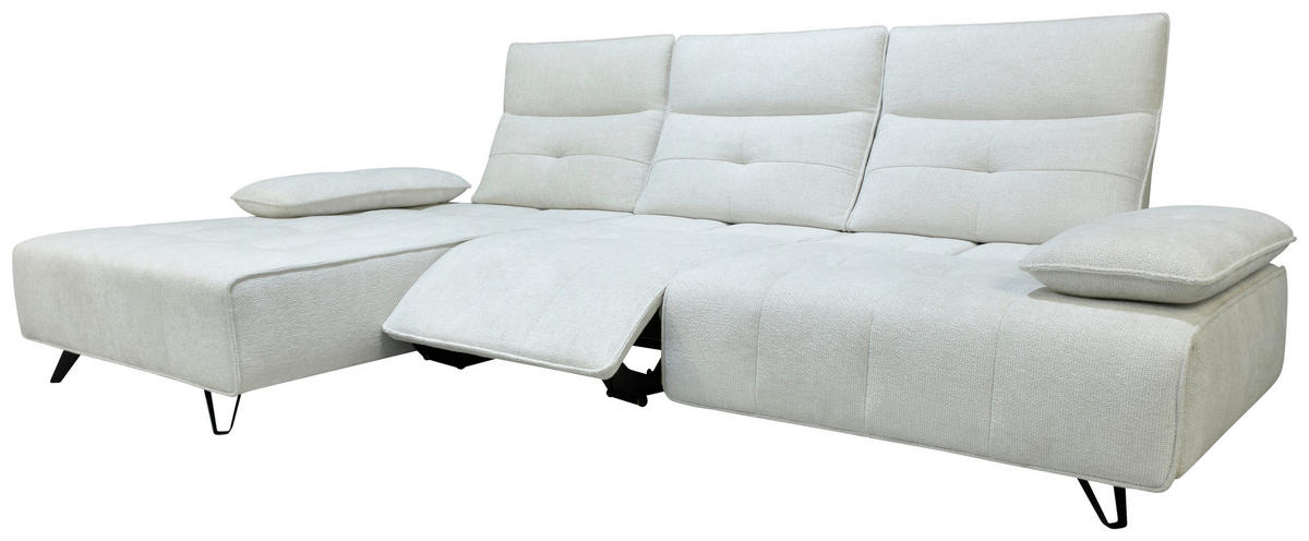 ECKSOFA Creme Chenille  - Creme/Schwarz, Design, Kunststoff/Textil (162/314cm) - Livetastic