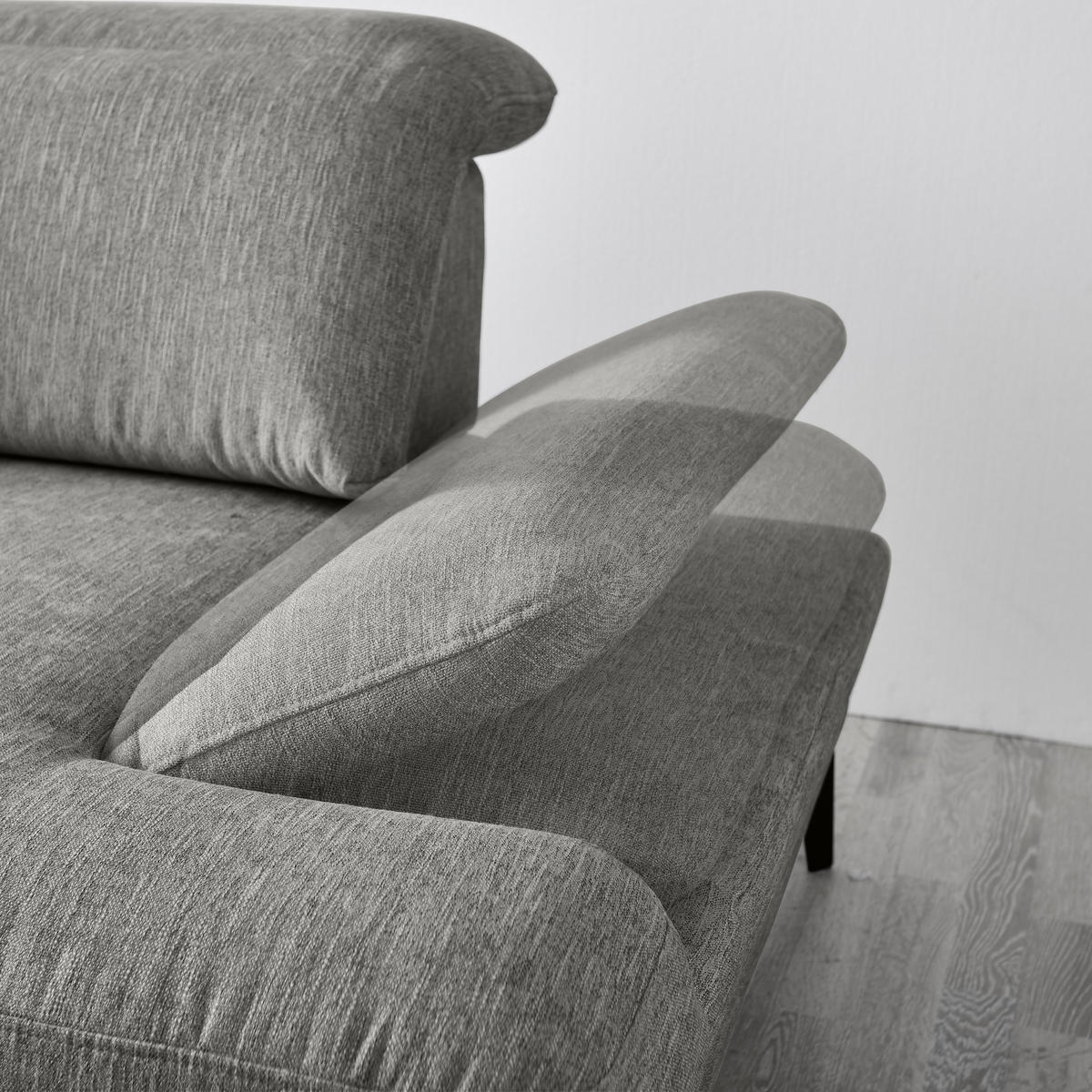 ECKSOFA in Webstoff Anthrazit  - Anthrazit/Schwarz, Design, Textil/Metall (180/289cm) - Stylife