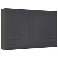 DREHTÜRENSCHRANK 350/223/61 cm,  in Graphitfarben, 7 Tür(en)  - Graphitfarben, Basics, Glas/Holzwerkstoff (350/223/61cm) - Novel