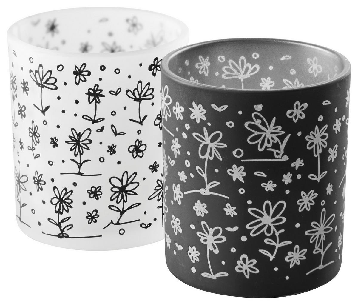 LJUSLYKTA - vit/svart, Basics, glas (9/10cm)