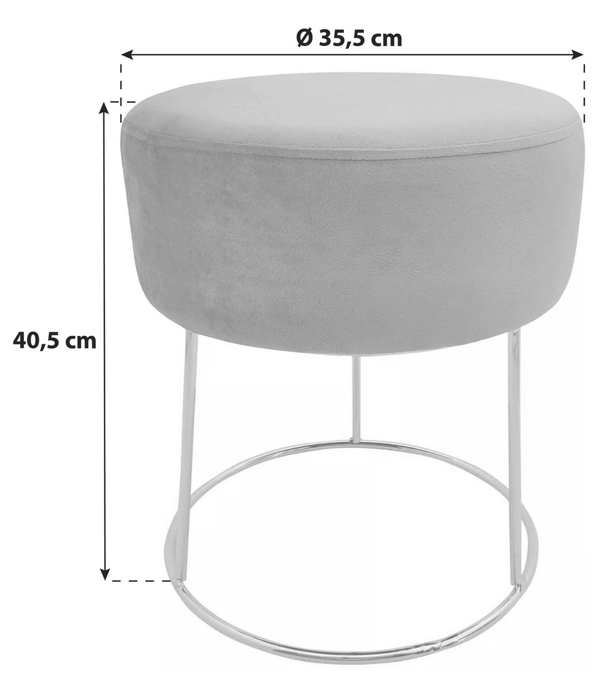 HOCKER Samt Grau  - Goldfarben/Grau, Design, Textil/Metall (35,5/40,5/35,5cm) - Echtwerk