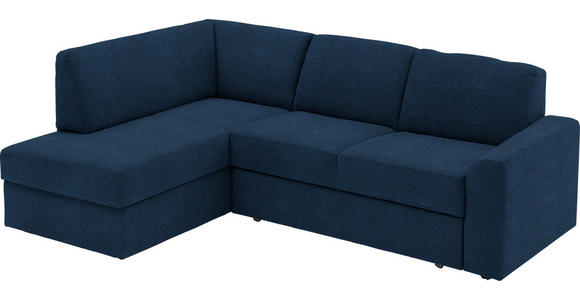 ECKSOFA in Webstoff Dunkelblau  - Schwarz/Dunkelblau, KONVENTIONELL, Kunststoff/Textil (165/224cm) - Xora