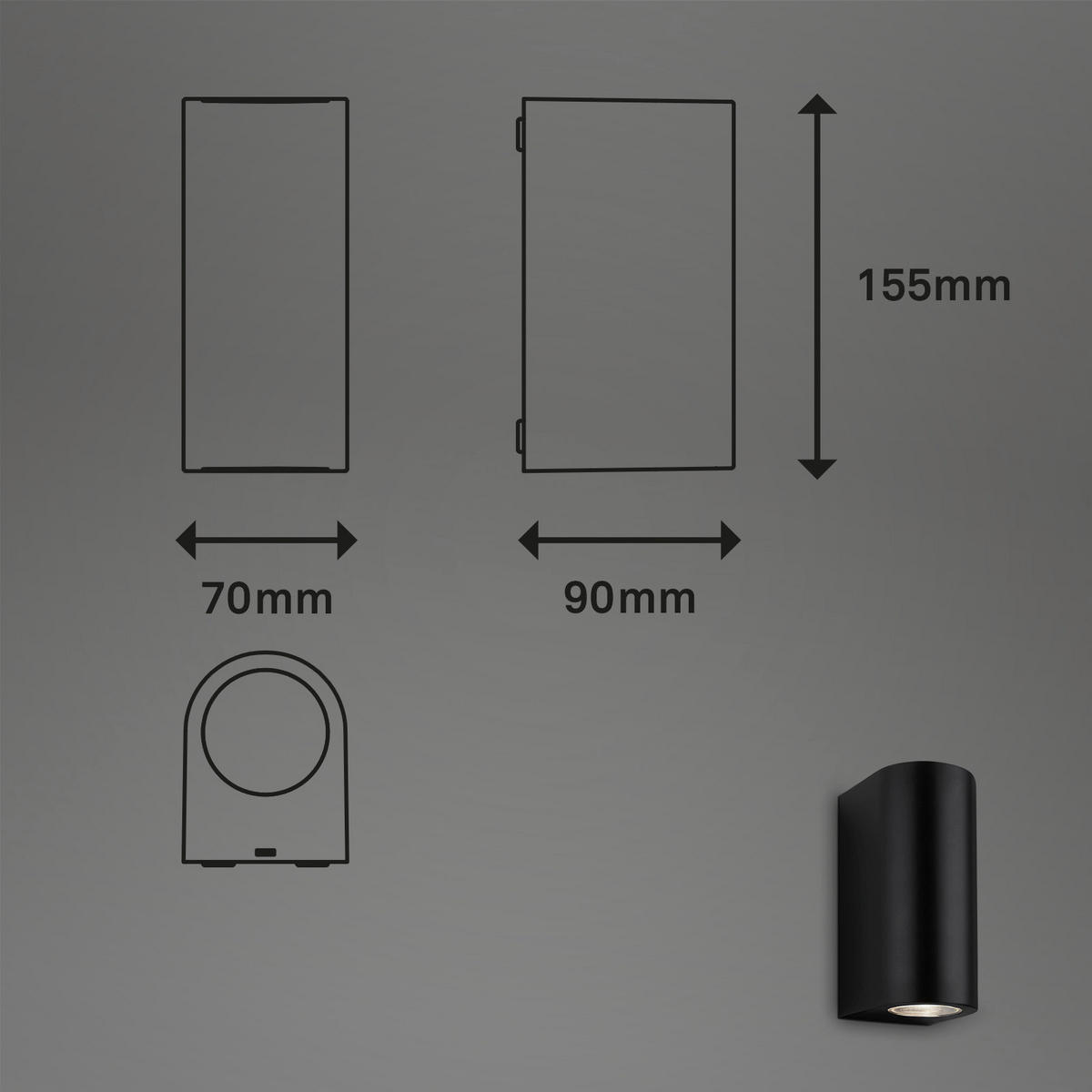 ZIDNA SVJETILJKA VANJSKA  - crna, Basics, metal/plastika (15,5/70/90cm)