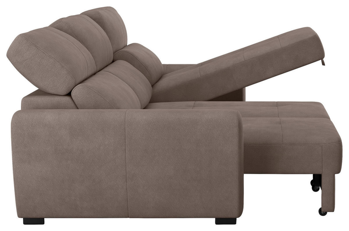 ECKSOFA Taupe Mikrofaser  - Taupe/Schwarz, KONVENTIONELL, Kunststoff/Textil (285/177cm) - Carryhome
