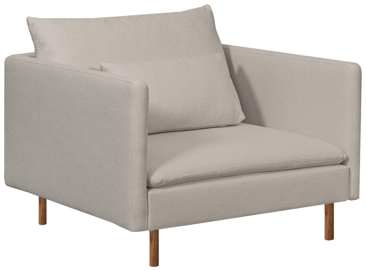 FÅTÖLJ i metall, textil, trä beige  - beige/brun, Klassisk, metall/trä (105/84/98cm) - Best Price