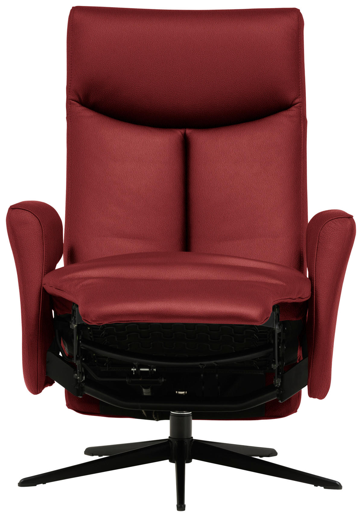 RELAXSESSEL in Leder Rot  - Rot/Schwarz, Design, Leder/Metall (74/105/82cm) - Welnova