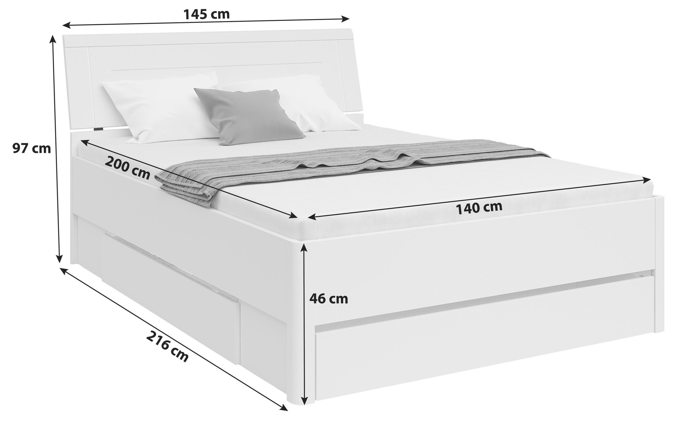 STAURAUMBETT 140/200 cm  in Graphitfarben, Eiche dunkel  - Eiche dunkel/Eichefarben, KONVENTIONELL, Holzwerkstoff (140/200cm)