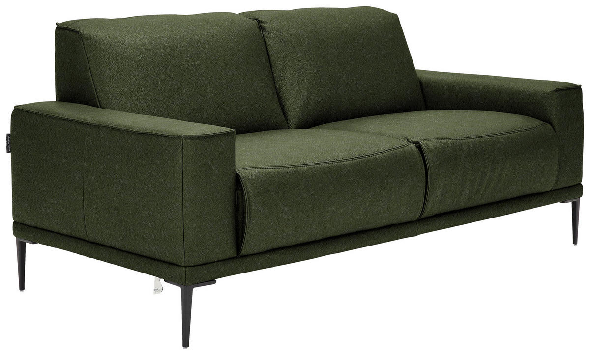 2-SITZER-SOFA in Leder Thymiangrün  - Thymiangrün/Schwarz, Design, Leder/Metall (180/82/92cm) - Johann Jakob