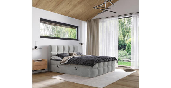 BOXBETT 180/200 cm  in Silberfarben  - Silberfarben, Design, Kunststoff/Textil (180/200cm) - Xora