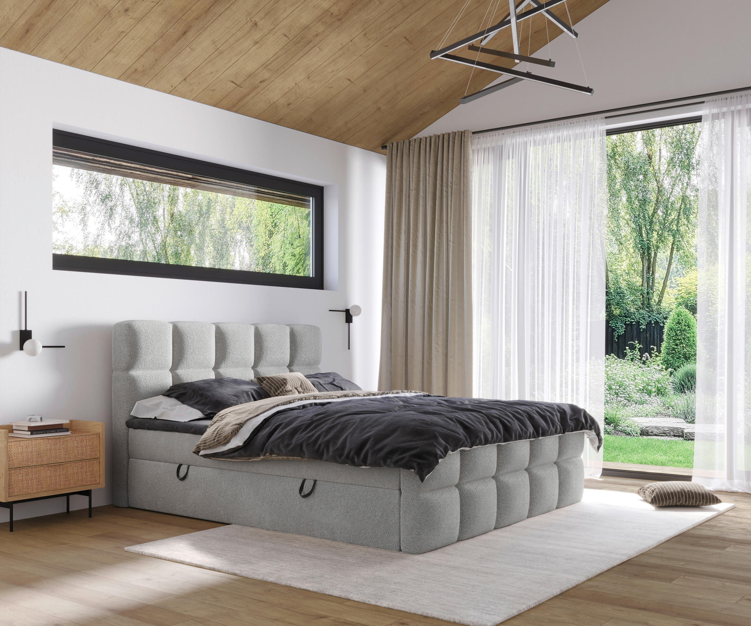 BOXBETT 160/200 cm  in Silberfarben  - Silberfarben/Schwarz, Design, Holzwerkstoff/Kunststoff (160/200cm) - Xora