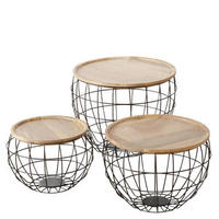 PRÍRUČNÝ STOLÍK, mangové drevo, čierna - čierna, Basics, kov/drevo (48/40cm)