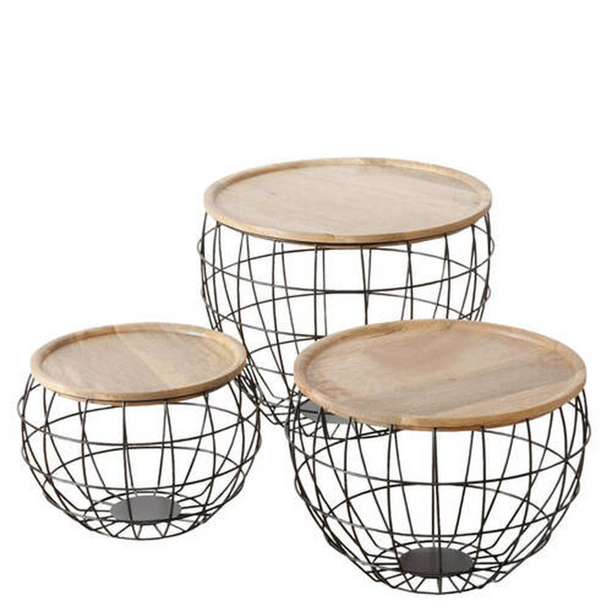 PRÍRUČNÝ STOLÍK, mangové drevo, čierna - čierna, Basics, kov/drevo (48/40cm)