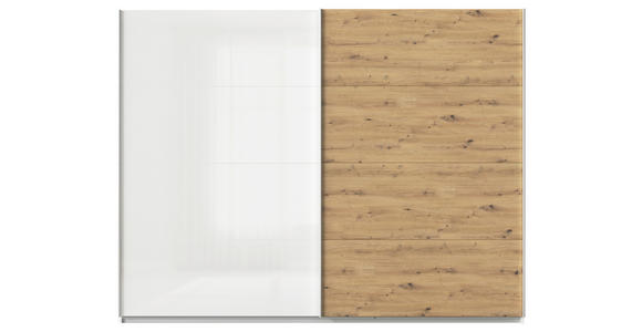 SCHWEBETÜRENSCHRANK  in Weiß, Eiche Artisan  - Alufarben/Weiß, KONVENTIONELL, Holzwerkstoff/Metall (271/210/62cm) - Xora