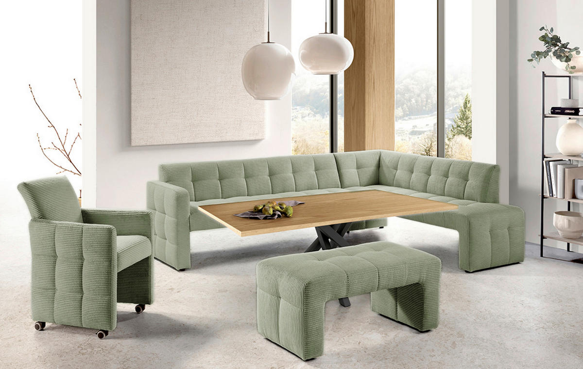 KLUPA KUTNA  boje mente  drvo, tekstil, drvni materijal      - boje mente/crna, Moderno, drvni materijal/drvo (265/197cm) - Livetastic