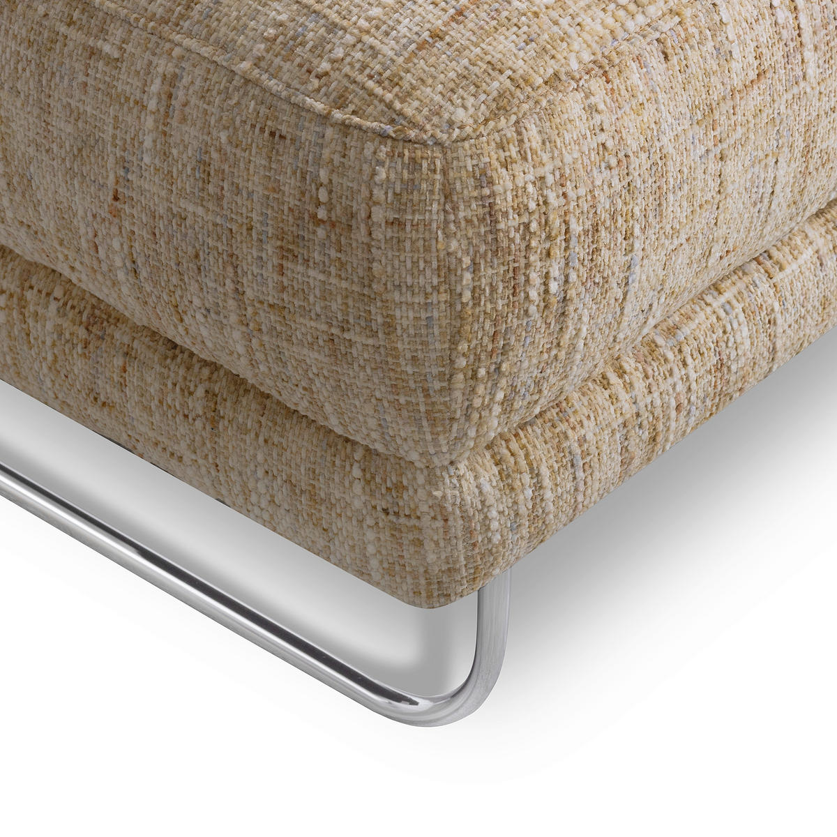 HOCKER in Textil Hellbraun  - Chromfarben/Hellbraun, Design, Textil/Metall (96/45/80cm) - Livetastic