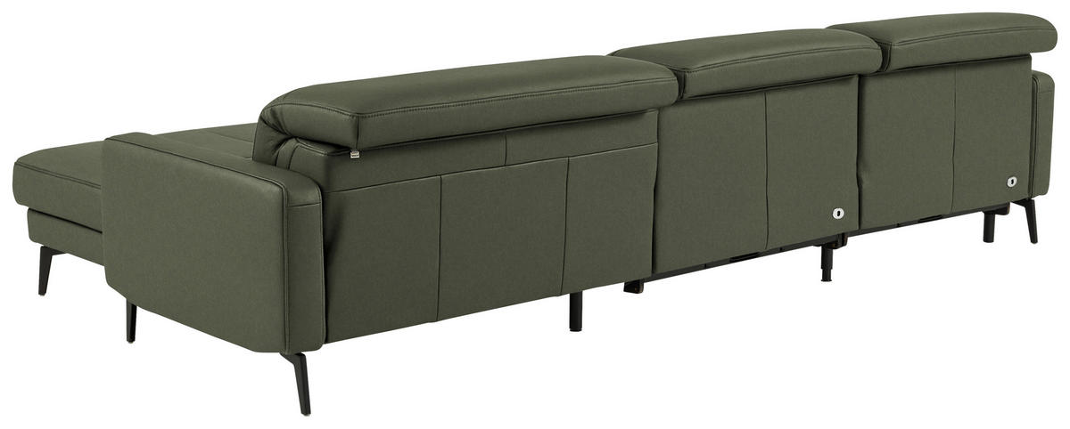 ECKSOFA  Echtleder Graugrün  - Schwarz/Graugrün, Design, Leder/Metall (323/179cm) - Dieter Knoll