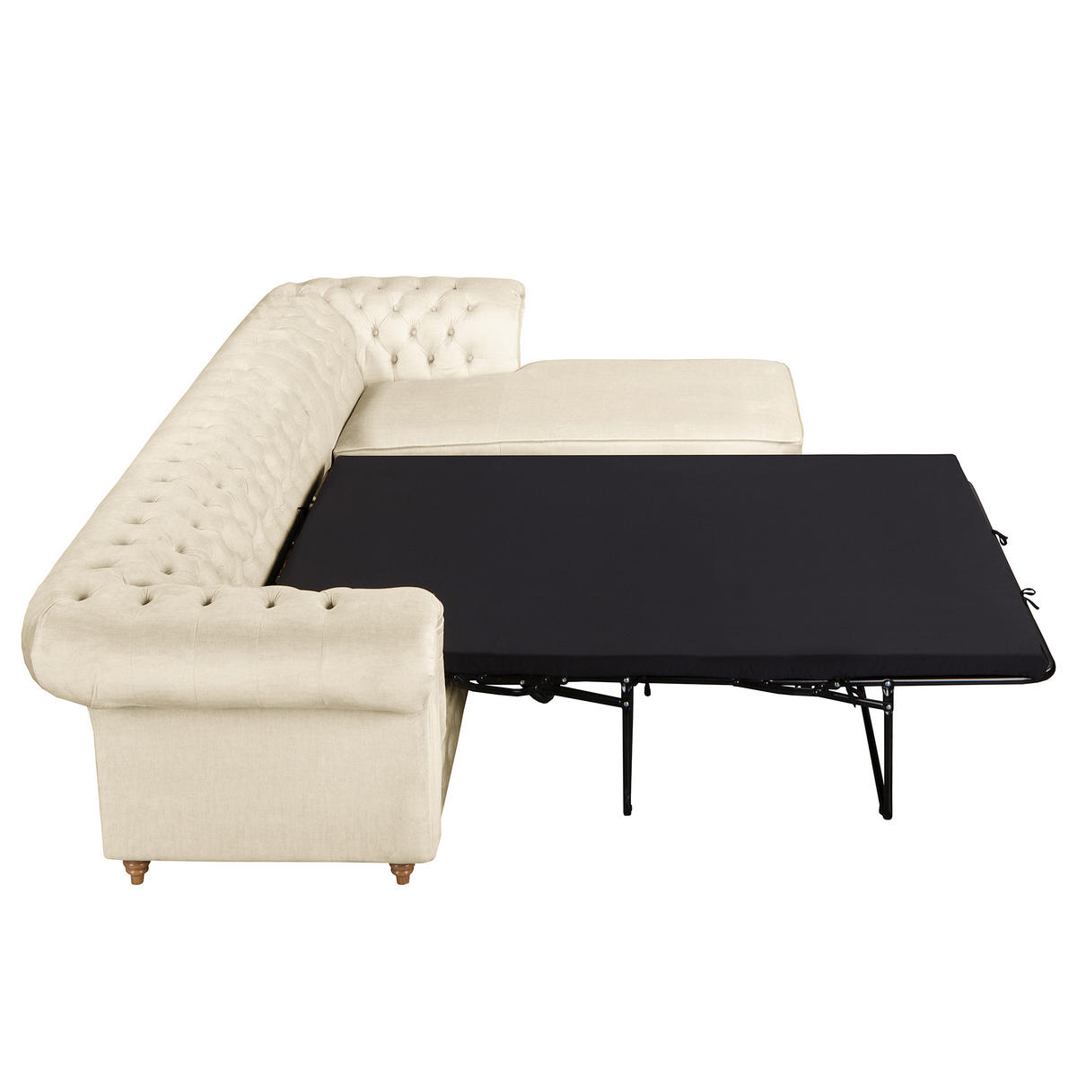 ECKSOFA Laura in Mikrofaser Creme  284/182 cm  - Creme/Braun, Design, Holz/Textil (284/182cm) - P & B