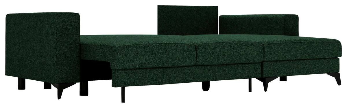 ECKSOFA in Flachgewebe Grün  - Schwarz/Grün, Design, Textil/Metall (244/156cm) - Livetastic