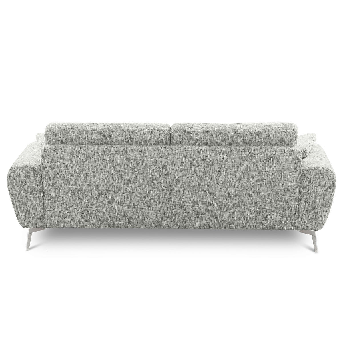 3-SITZER-SOFA Webstoff Grau  - Chromfarben/Grau, Design, Textil/Metall (187/85/92cm) - Livetastic