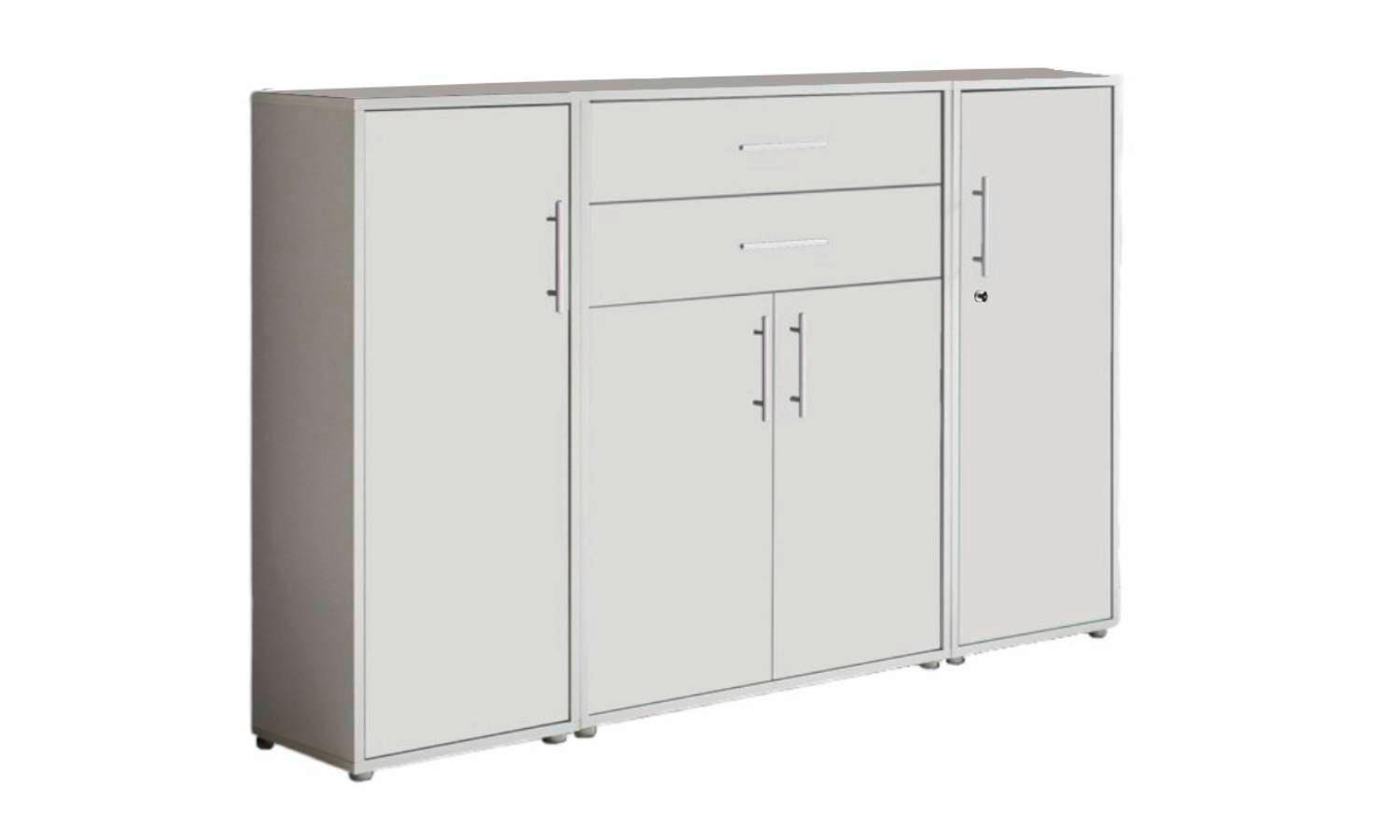 AKTENSCHRANK Grau, Weiß  - Weiß/Grau, MODERN, Holzwerkstoff (172,6/113,6/33cm) - MID.YOU