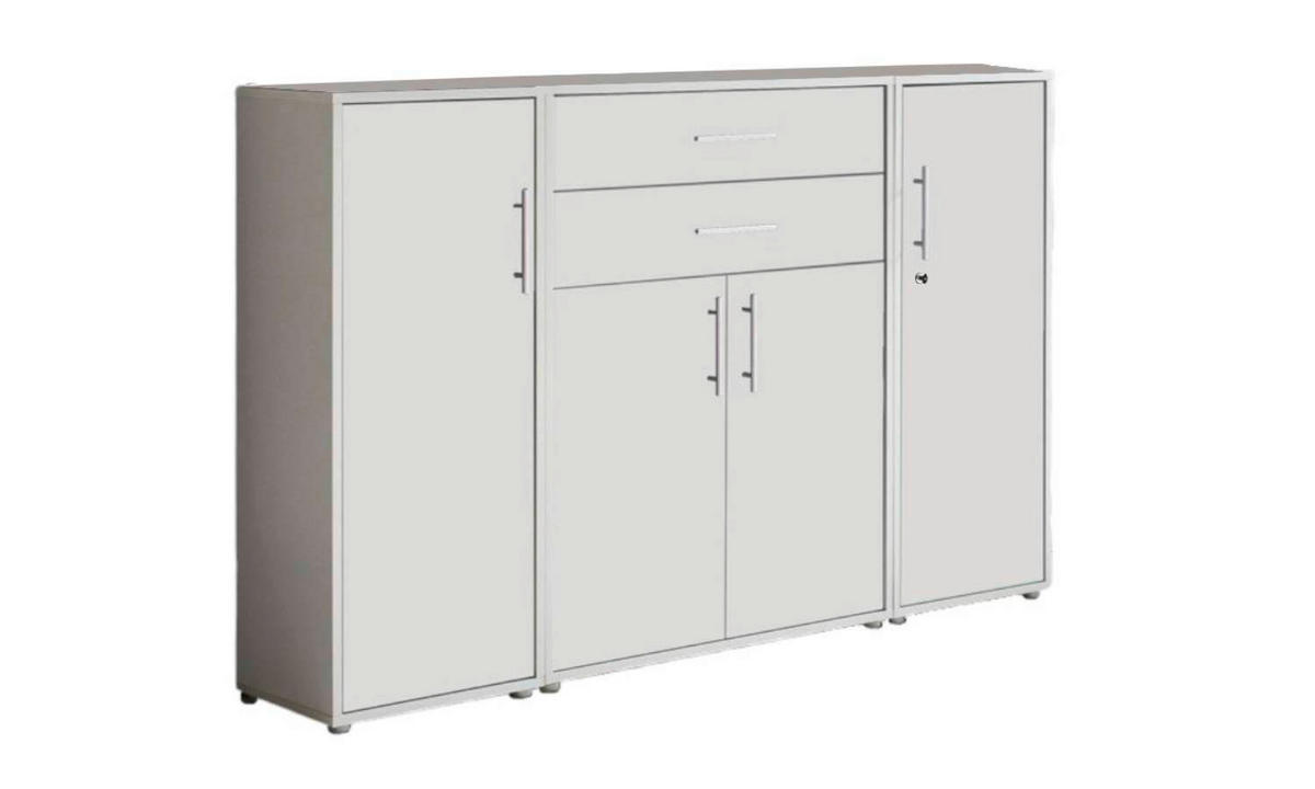 AKTENSCHRANK 172,6/113,6/33 cm  - Weiß/Grau, MODERN, Holzwerkstoff (172,6/113,6/33cm) - MID.YOU
