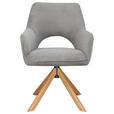 ARMLEHNSTUHL  Sitzfläche 360° drehbar, inklusive Armlehnen Cord  - Eichefarben/Hellgrau, Design, Holz/Textil (60/85/63cm) - Hom`in