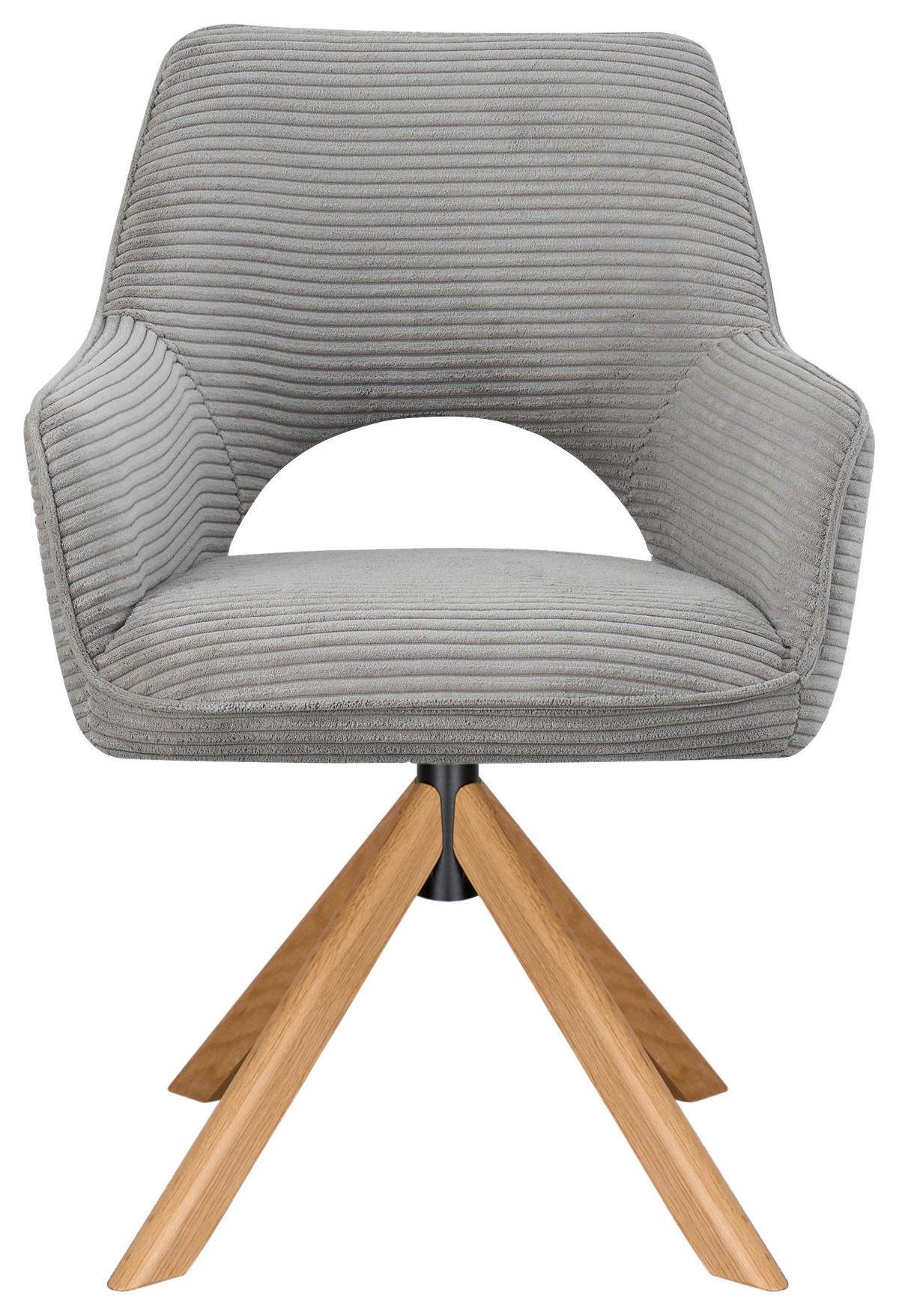 ARMLEHNSTUHL  Sitzfläche 360° drehbar, inklusive Armlehnen Cord  - Eichefarben/Hellgrau, Design, Holz/Textil (60/85/63cm) - Hom`in