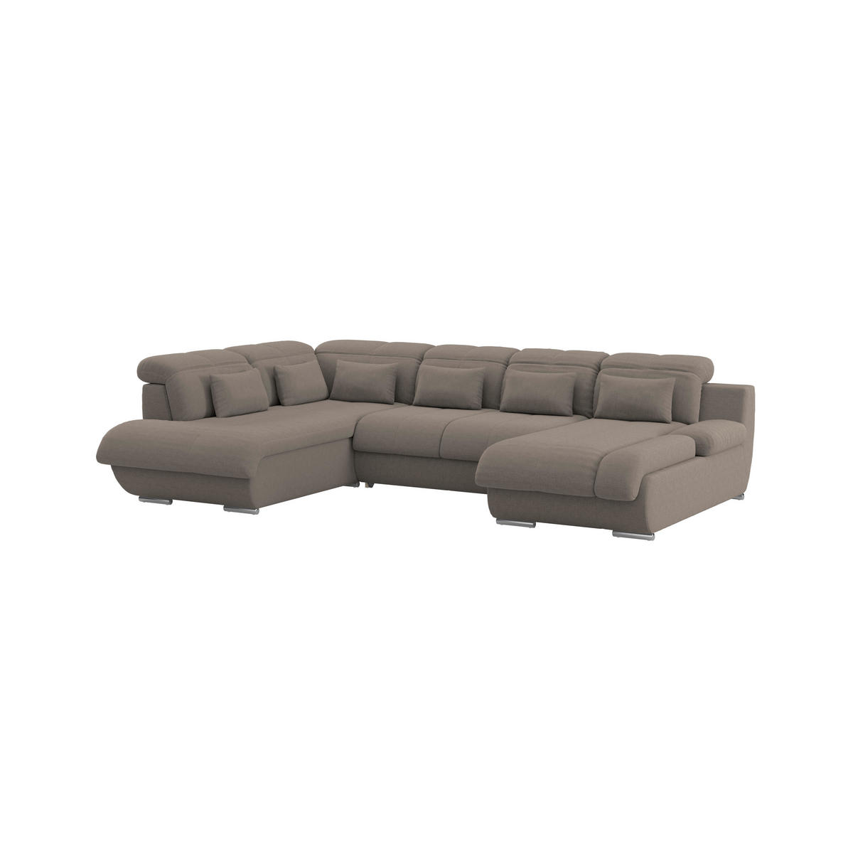 WOHNLANDSCHAFT MULTI Dunkelbraun Chenille  - Chromfarben/Dunkelbraun, MODERN, Textil/Metall (228/345/184cm) - Livetastic