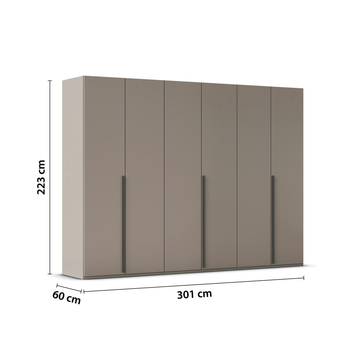 DREHTÜRENSCHRANK 301/223/60 cm 6-türig Fango  - Fango/Graphitfarben, Design, Holzwerkstoff/Metall (301/223/60cm) - home24