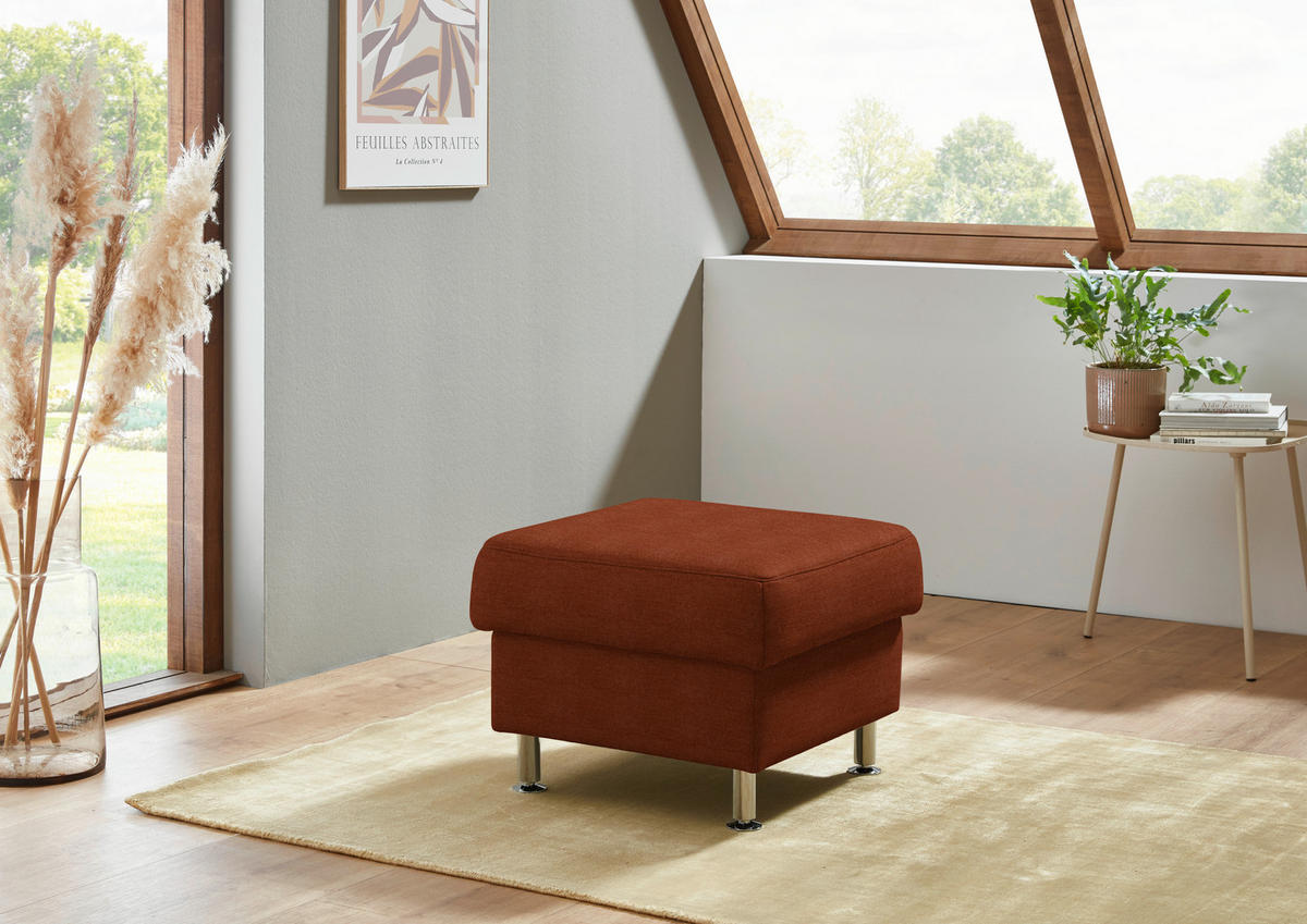HOCKER in Textil Terracotta  - Terracotta/Alufarben, KONVENTIONELL, Textil/Metall (60/46/60cm) - Beldomo Comfort