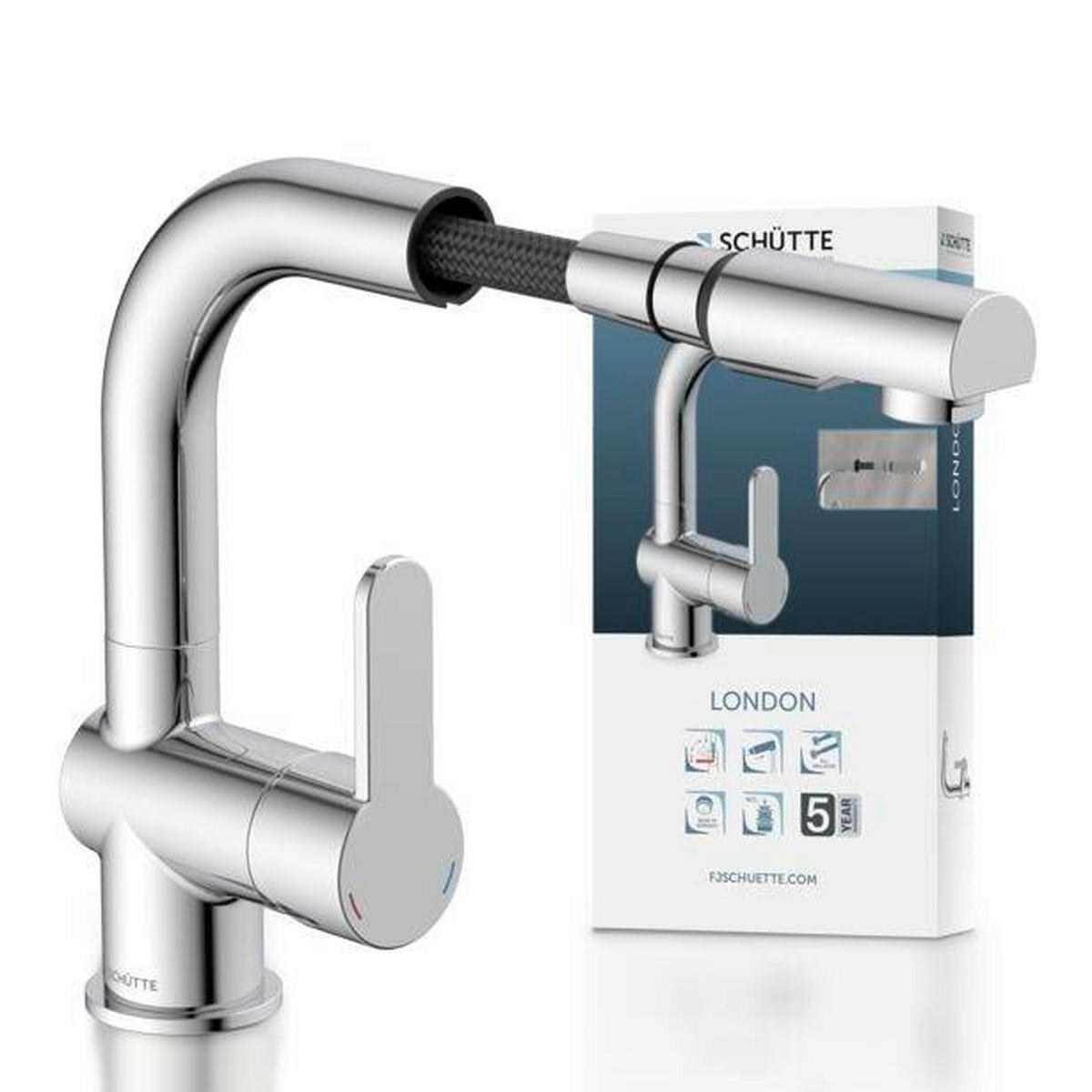 WASCHTISCHARMATUR 79710  - Chromfarben, Basics, Metall (7,9/22,5/19,5cm) - Schütte