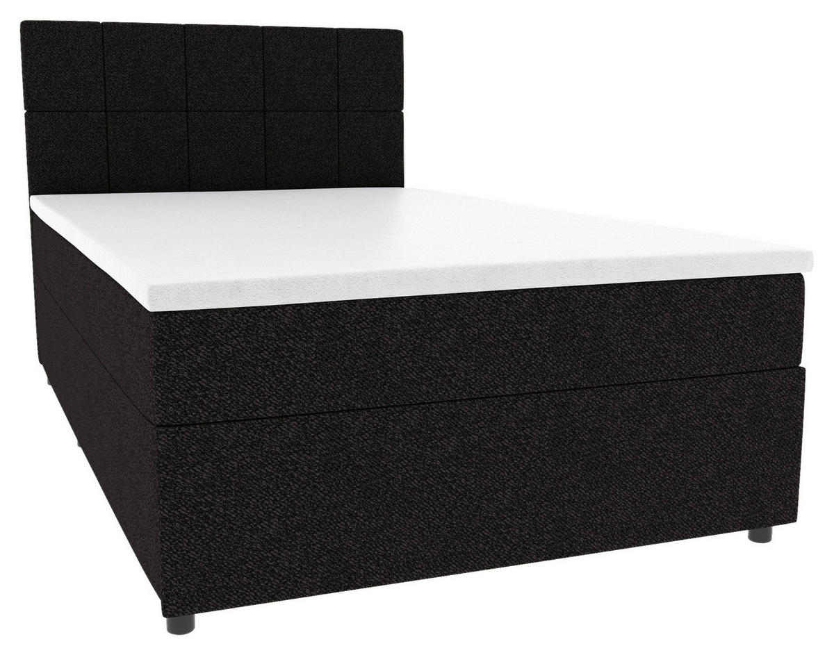 BOXBETT 120/200 cm,  in Schwarz, Matratze, Topper, Bettschublade, H3 = fest  - Schwarz, KONVENTIONELL, Kunststoff/Textil (120/200cm) - Boxxx