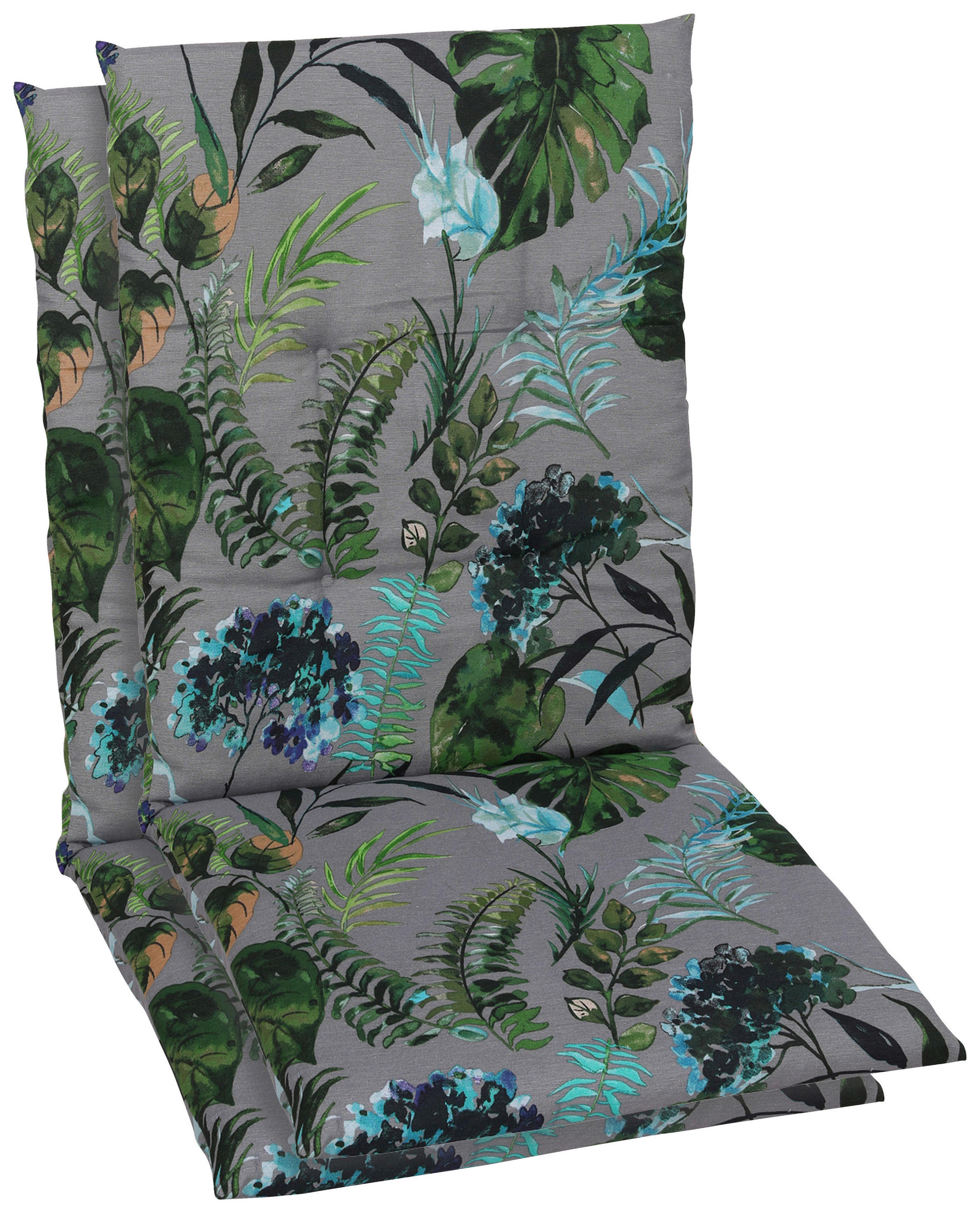 SESSELAUFLAGENSET in Anthrazit, Grün Blätter  - Anthrazit/Grün, Design, Textil (48/5/108cm)