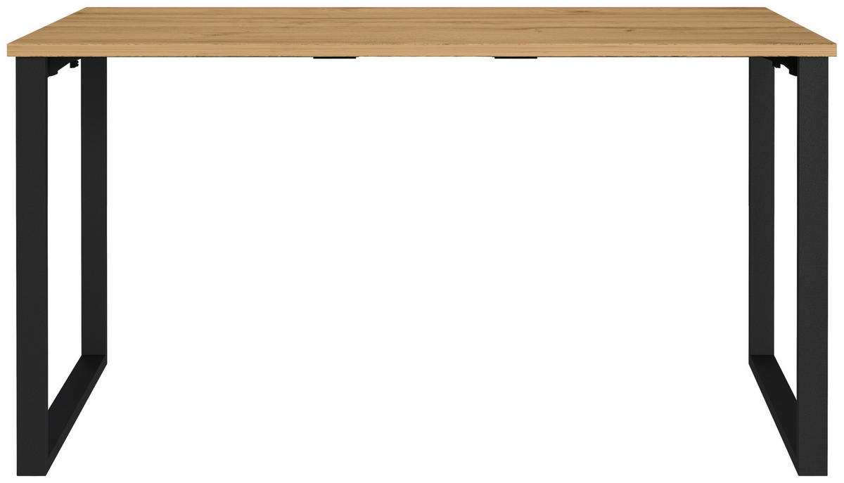 SCHREIBTISCH 140/80/75 cm Schwarz, Eichefarben in verschiedenen Holz-Dekoren erhältlich, justierbare Füße  - Eichefarben/Schwarz, MODERN, Holzwerkstoff/Metall (140/80/75cm) - Novel