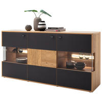 SIDEBOARD  in 184/92/44 cm  - Eiche Bianco/Anthrazit, Design, Glas/Holz (184/92/44cm) - MID.YOU