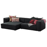 ROHOVÁ SEDACIA SÚPRAVA, koža, čierna - čierna, Modern, koža/plast (164/300cm) - Chilliano