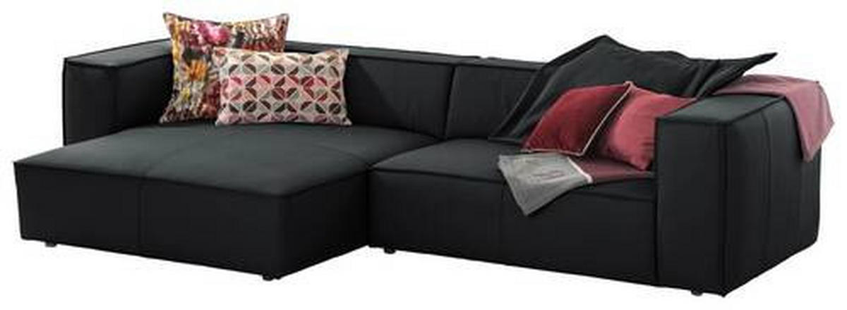 ROHOVÁ SEDACIA SÚPRAVA, koža, čierna - čierna, Modern, koža/plast (164/300cm) - Chilliano