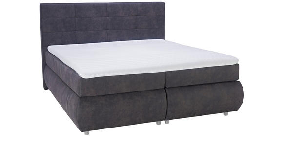 BOXSPRINGBETT 180/200 cm  in Dunkelgrau  - Dunkelgrau/Schwarz, KONVENTIONELL, Kunststoff/Textil (180/200cm) - Voleo